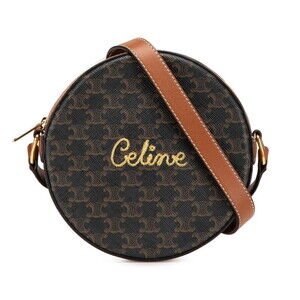 Celine Triomphe crossbody shoulder bag black brown leather